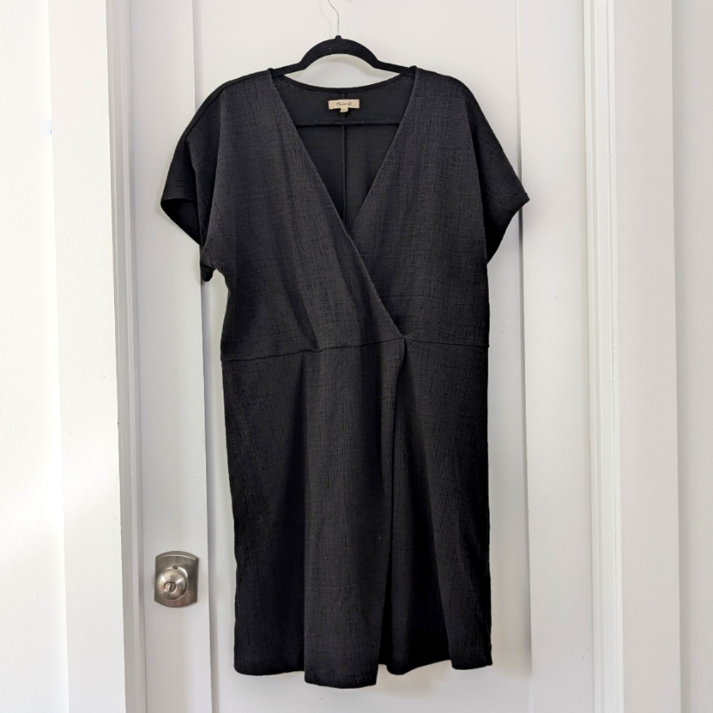 Madewell Black Textured Midi Dress